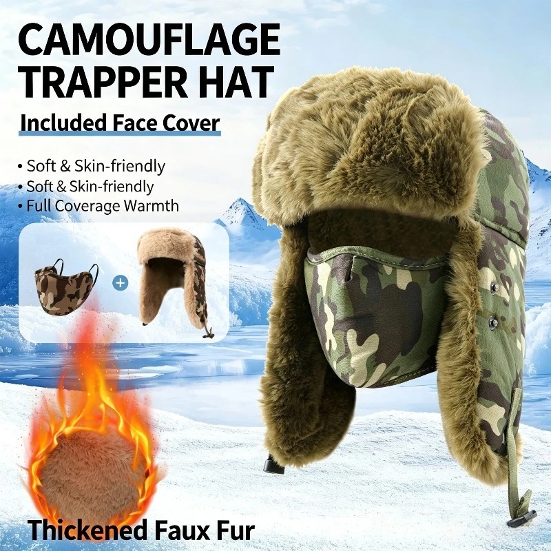 Trapper Hat Ear Flap - Topi Musim Dingin Pria dengan Bahan