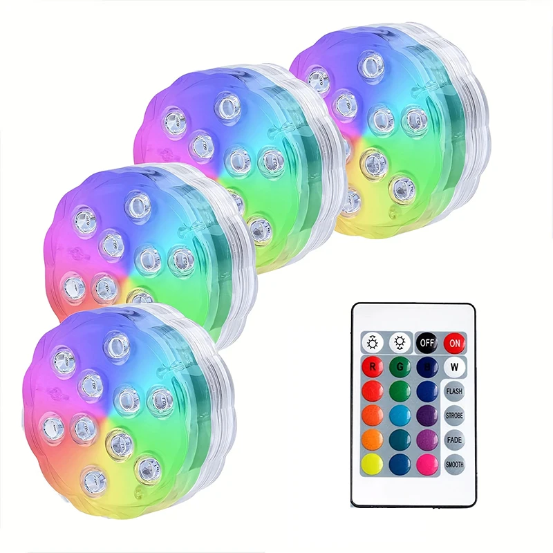 

RGB Mood Light Remote Control LED Pool Light Aquarium Decoration Lamp Color Changing Bar Glass Lighting Halloween Christmas BBQ