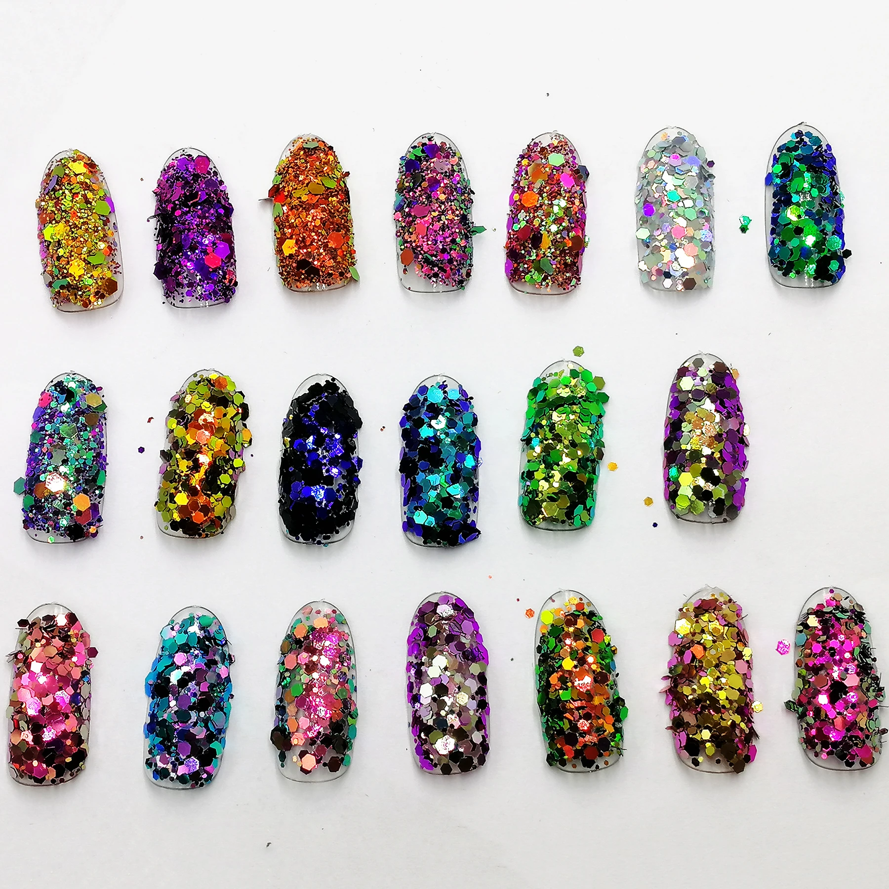 20COLORS Chameleon Glitter Mix Metallic Luster Hexagon Shape Nail Art for Craft Decorations Makeup Facepainting DIY Accessories