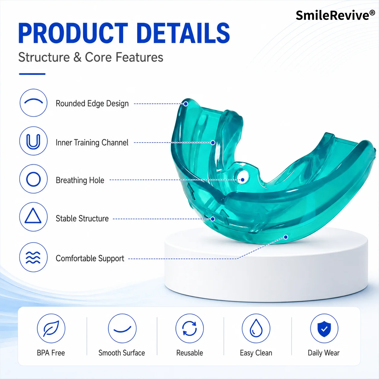 SmileRevive Kids Myofunctional Orthodontic Silicone Aligner Trainer Teeth Straightening Mouth Breathing Correct