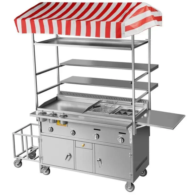 Grilled iron plate  squid pancakes snack cart fried pan fried skewers fried stinky tofu boiled malatang stall car