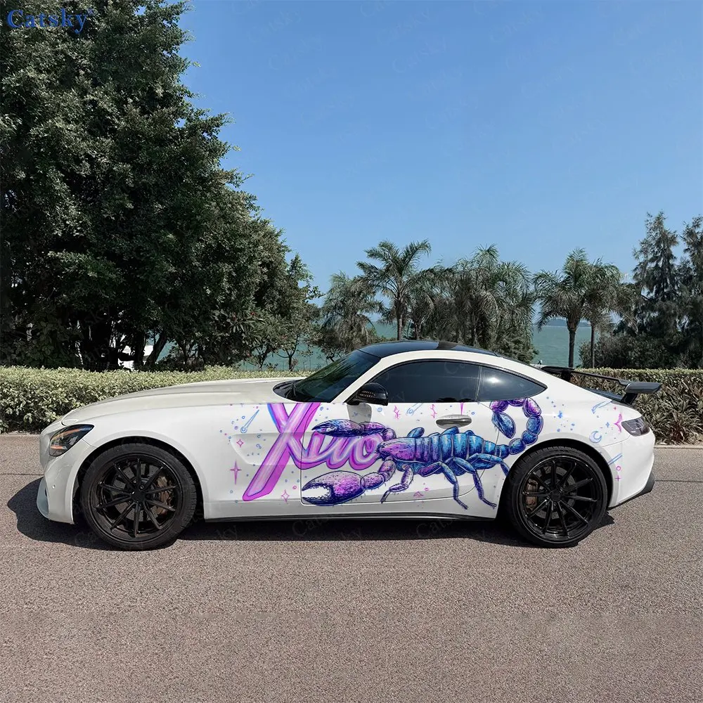 

Сине-фиолетовые наклейки на боковые части автомобиля «Ядовитый скорпион», самоклеящиеся, из ПВХ, водонепроницаемые и устойчивые к царапинам, аксессуар для автомобиля, подарок