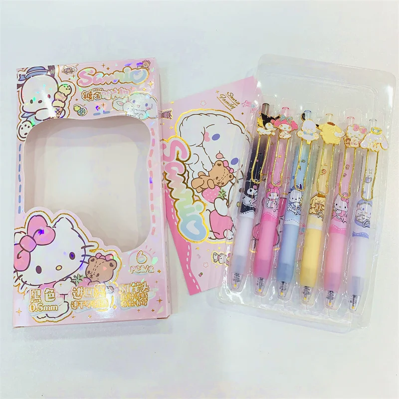 30pcs/lot Sanrio Melody Kuromi Kitty Press Gel Pen Cute 0.5mm Black Ink Signature Pens Promotional Gift Office School Supply