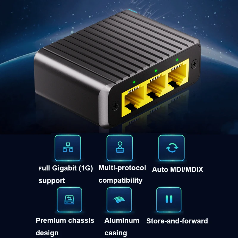محول إيثرنت 1000 ميجابت في الثانية توسيع الشبكة 4 منافذ 1in 3out جيجابت التبديل لجهاز التوجيه Lan Hub كامل/نصف دوبلكس التوصيل والتشغيل