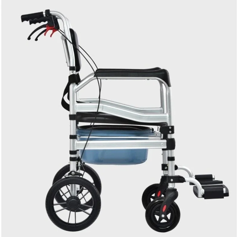 Discounted Indoor Elderly Chair, Portable Commode with Wheels, Foldable Disabled Toilet, Convenient Adult Mobility Aid 122