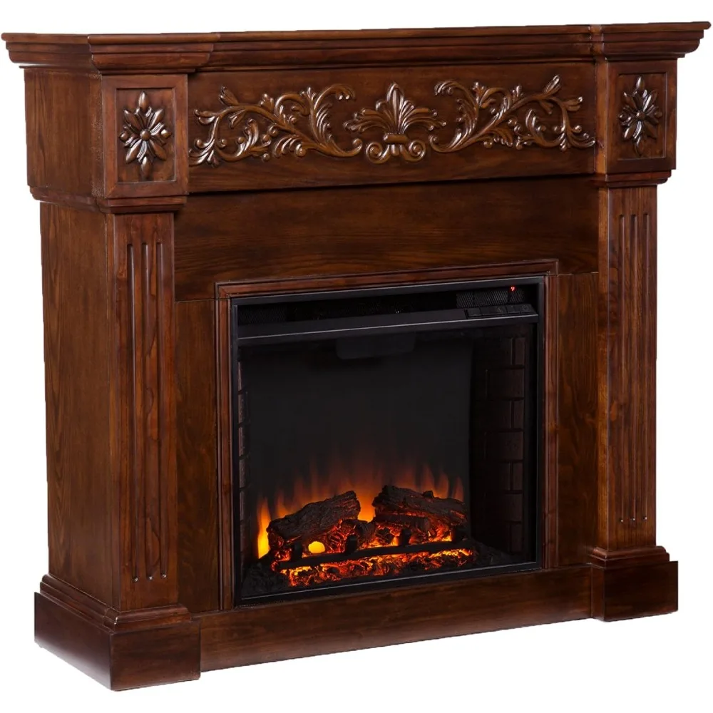 مدفأة كهربائية منحوتة من Southern Enterprises Calvert، لمسة نهائية من الإسبريسو