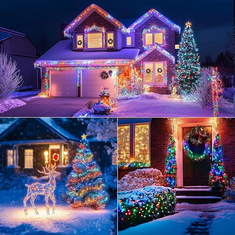 1 قطعة سلسلة أضواء الشمسية في الهواء الطلق إضاءة مقاومة للماء في الهواء الطلق 8 طرق عيد الميلاد الجنية ضوء للفناء ساحة شجرة حديقة شرفة ديكور