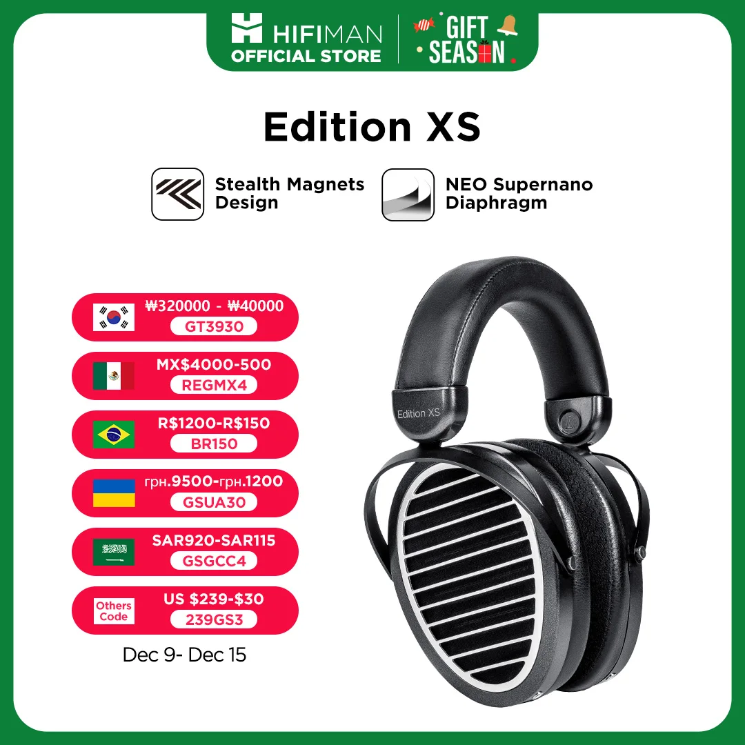 HIFIMAN Edition XS 스텔스 자석이있는 풀 사이즈 오버 이어 오픈 백 평면 마그네틱 하이파이 헤드폰 디자인 조절 가능한 헤드 밴드