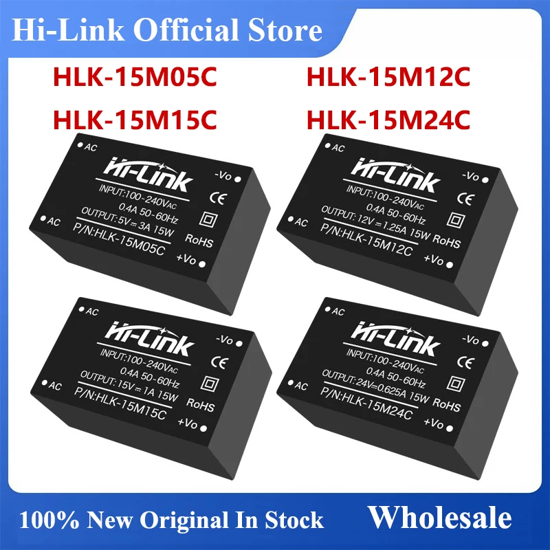 

HLK-15M05C 15M09C 15M12C 15M15C 15M24C AC DC Converter 15W 5V 3A Isolated Power Supply Intelligent Module Consumer Electronics