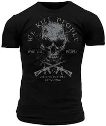 Revisité la matanza. Camiseta de estilo gótico para hombre, camisa informal de manga corta con calavera y Rifle, 100% algodón, cuello redondo, talla S-3XL