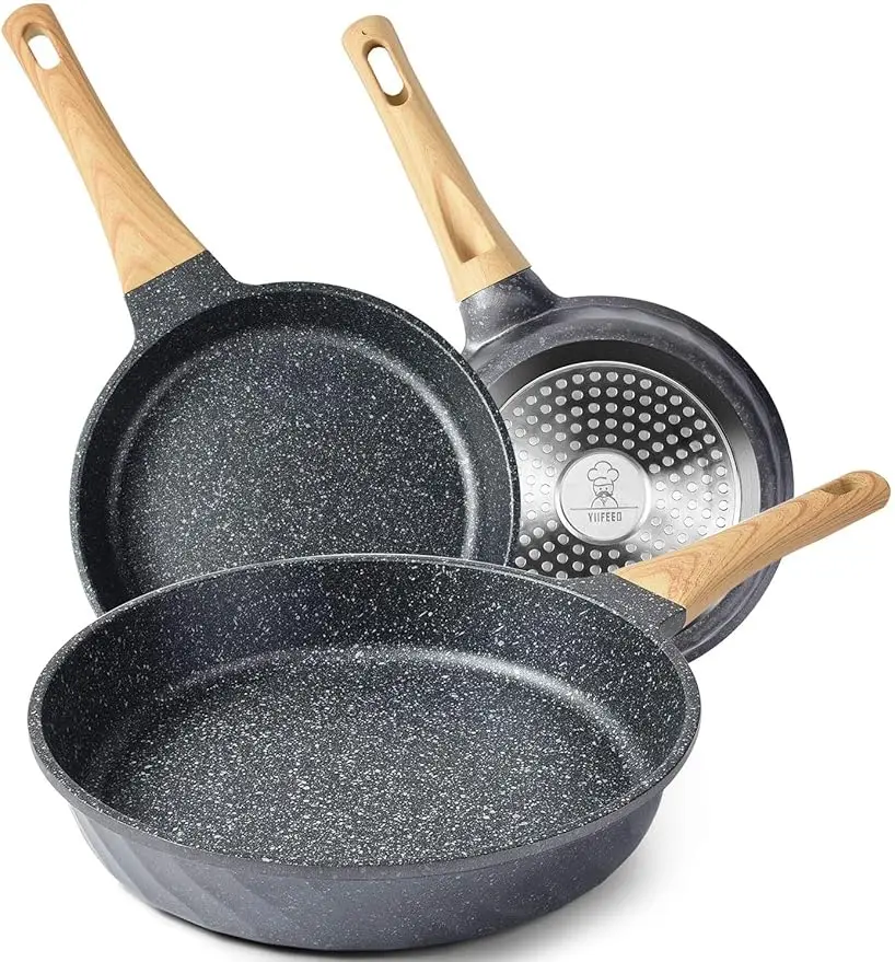 

Frying Pans Nonstick Induction Frying Pan Set Granite Skillet Pans for Cooking Omelette Pan Cookware Set with Heat-Resistant