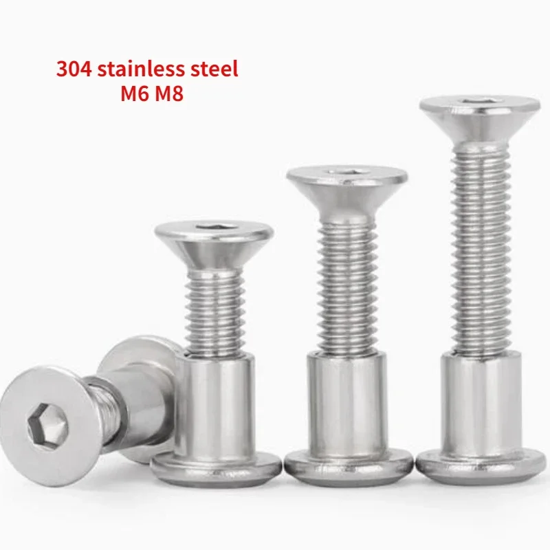 

4/5/10sets 304 Stainless Steel Cross Countersunk Head Locking Screw and Nut Combination/Plywood Furniture Connection M6 M8