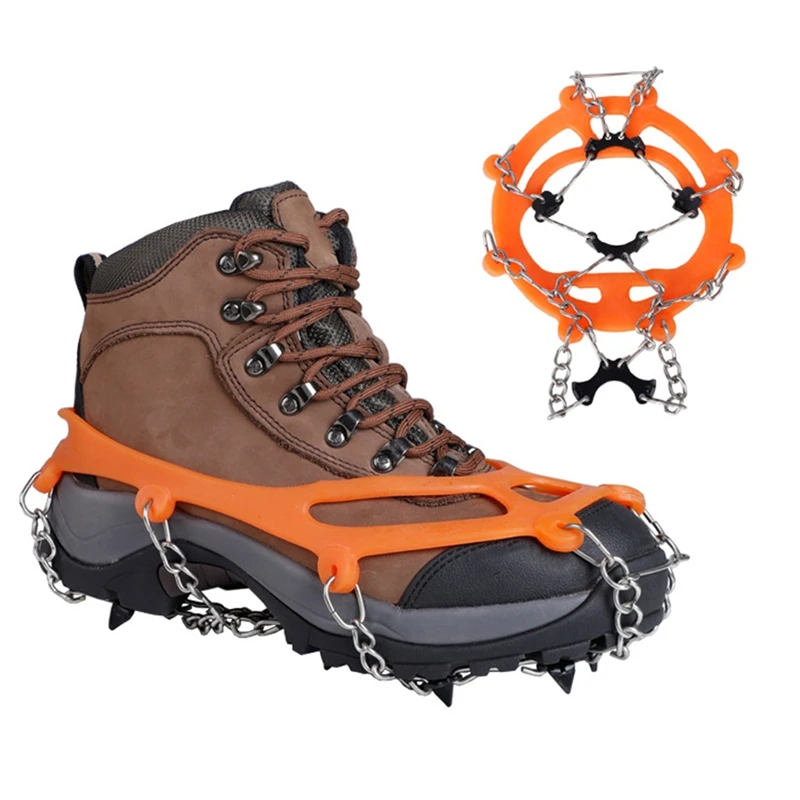 Crampons ao ar livre 8 dentes de aço inoxidável neve antiderrapante montanhismo neve garra sapato cobre equipamentos ao ar livre