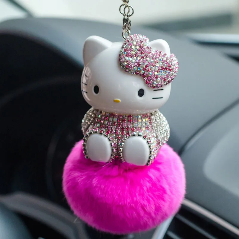 Sanrio Hello Kitty Crystal Keychain Handmade Keychain Accessories with Bling Rhinestones Fashionable Handbag Car Charms Y2K Gift