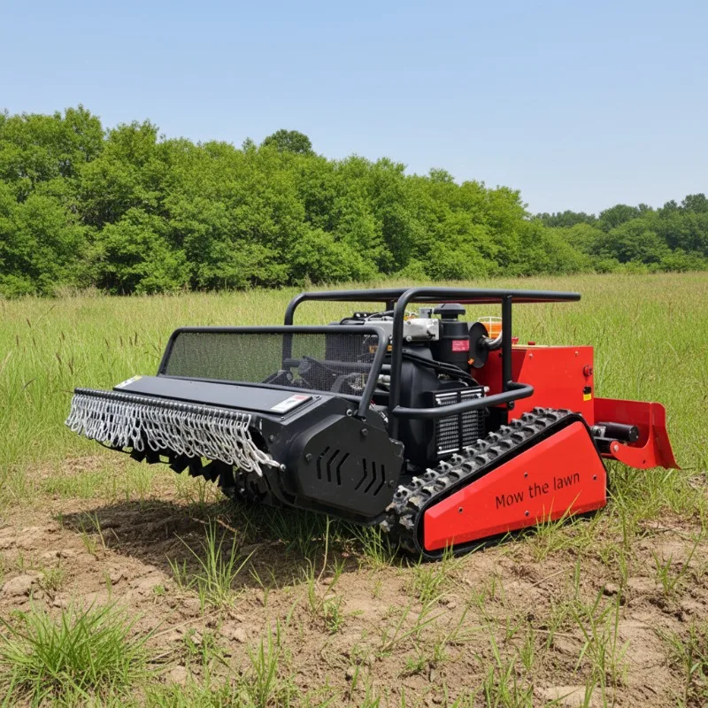 Crawler Remote Control Lawn Mower, Vineyard Farm Lawn Mower 1.2m with Coffee Knife Grass Crusher Contact Custom