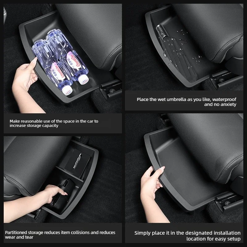 Auto-Zubehör Autositz-Aufbewahrungsbox für Tesla 2025 Model YL 6-Sitzer Unter-Sitz TPE-Schublade Vorder- und Rücksitz-Organizer-Box – Detail 3