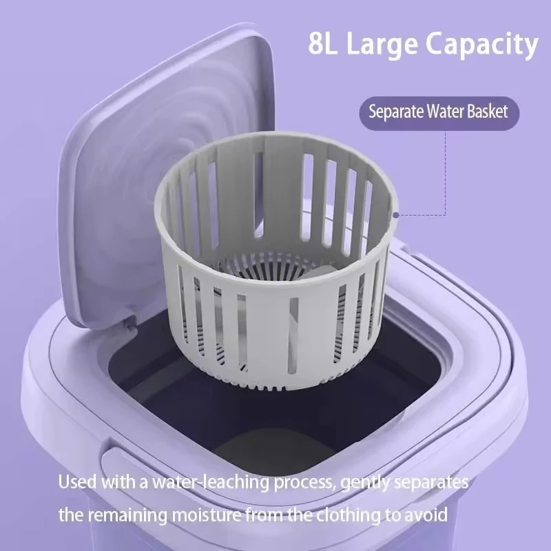 8l portátil máquina de lavar estudante dormitório roupa interior meias mini máquina de limpeza pequena dobrável balde de lavanderia máquina de lavar