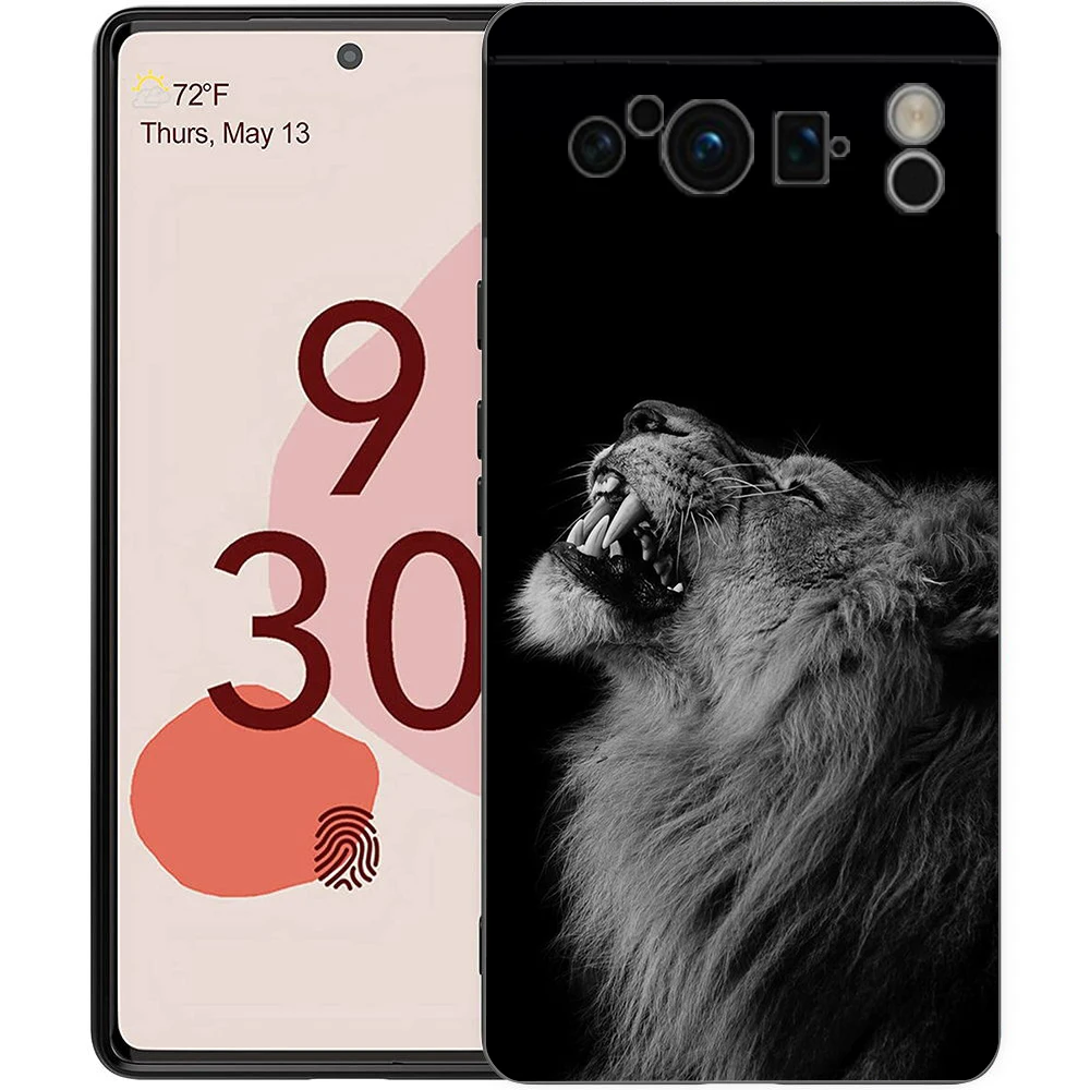 Lion Wild Animals Phone Case For Google Pixel 8 7 6 Pro 6A 7A 5G Soft Silicone Shockproof TPU Black Cover Fundas