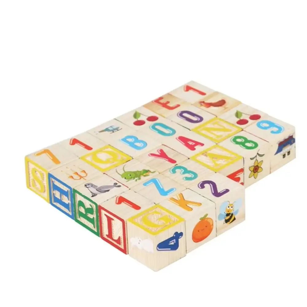 Erkenntnis Lernen Holz Bausteine Frühe Bildung Alphabet & Anzahl Buchstaben Kognitive Spielzeug Cartoon ABC Buchstabe