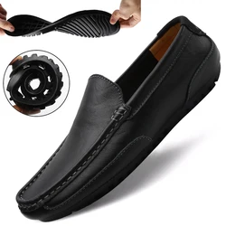 Leather Men Shoes Luxury Trendy 2024 Casual Slip on Formal Loafers Men Moccasins Italian Black Male Driving Shoes Sneakers