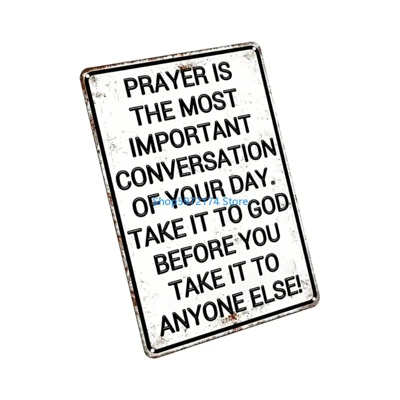 Y3NB Prayer Is The Most Important Conversation of Your Day Metal Sign Christian Wall Art Religious Wall Decors Wall Hanging