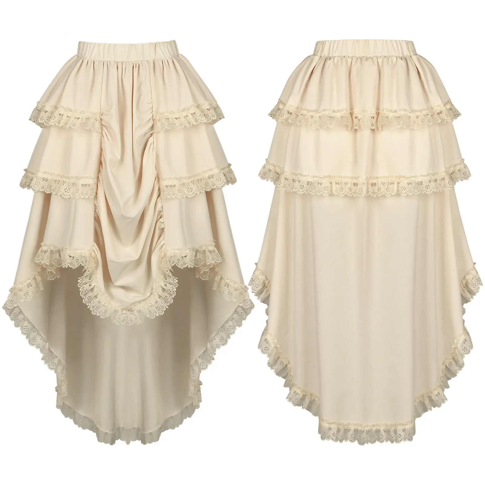 Medieval Ruffled High Waisted Long Victorian Skirt Steampunk Skirts Womens Party Wear Gothic Vintage Clothes Medieval Costume view 2