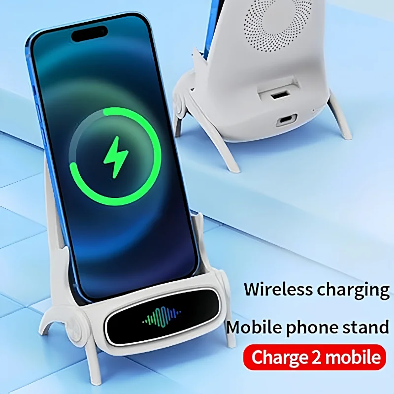 Mini Chair Wireless Fast Charger Multifunctional Phone Holder 15W Wireless Fast Charging StationHolder Stand Desktop Decoration