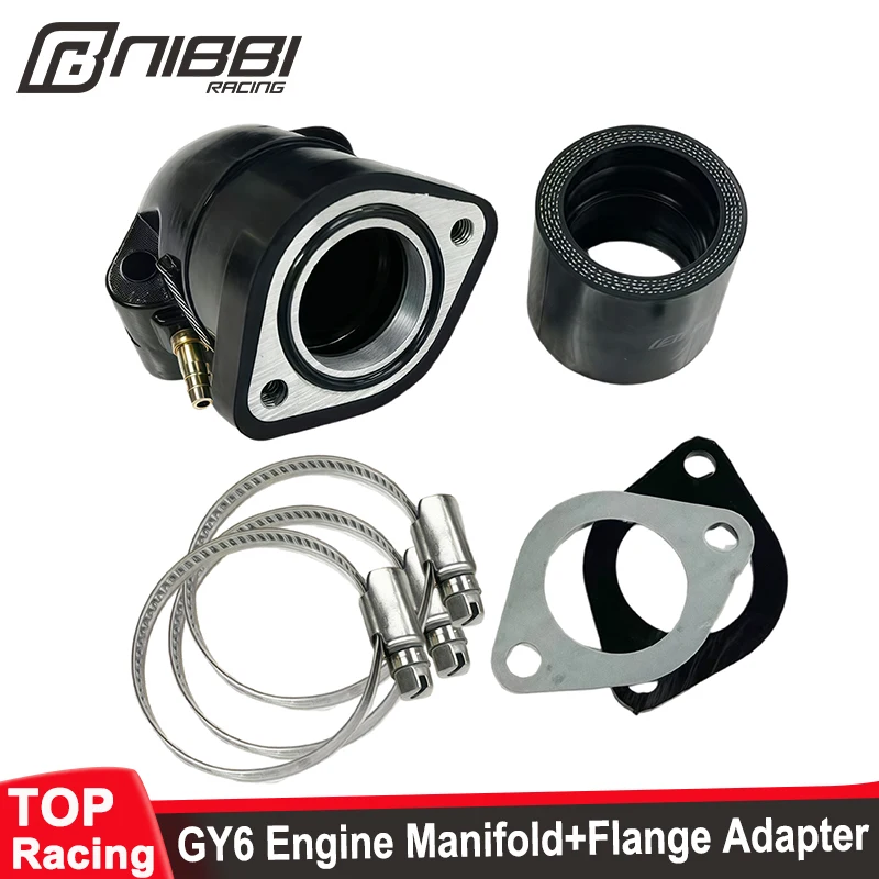 

NIBBI CNC GY6 Intake Manifold PE17/19mm Flange Carburetor Adapter Fit 50cc-125cc GY6 Engine Scooter Motorcycle Modified Parts