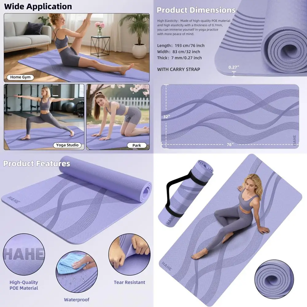 

76 x 32 High-Density Yoga Mat - Wide & Large Exercise Mat for Men & Women, Ideal for Yoga, Pilates, Fitness & Stretching