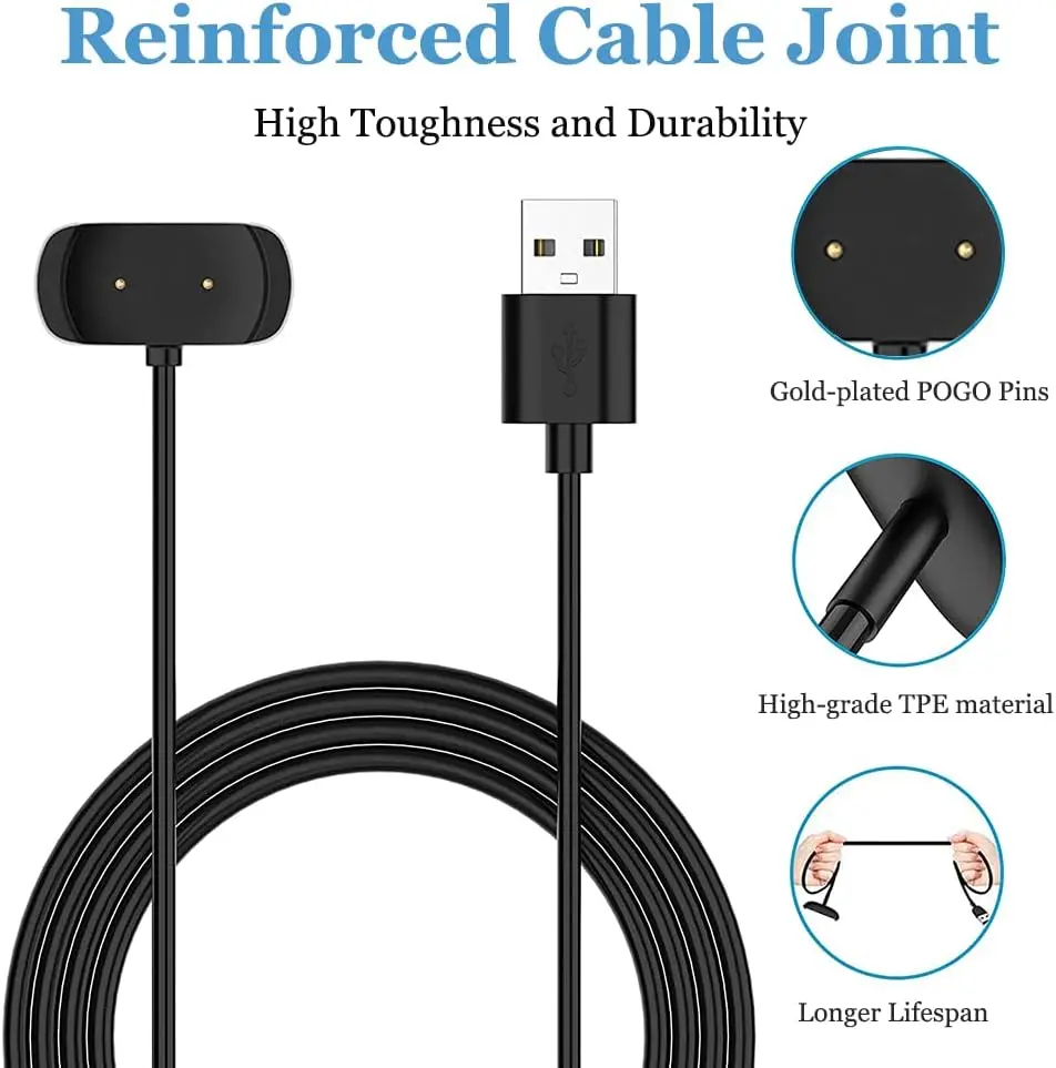 شاحن لـ Amazfit GTR 2/ GTS2 Mini/ GTS 2e/ Bip 3/ Bip 3 Pro/ GTS 4 Mini/ Bip U Pro/GTS 2/ T-Rex Pro كابل شحن مغناطيسي 1 متر