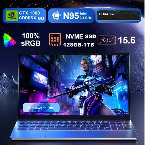 2025 12th Intel Gaming Laptop 15.6" IPS Full HD Screen 16GB/32GB RAM NVMe PCI-e SSD NVIDIA GTX 1060 6GB GDDR5  Windows 11 Pro