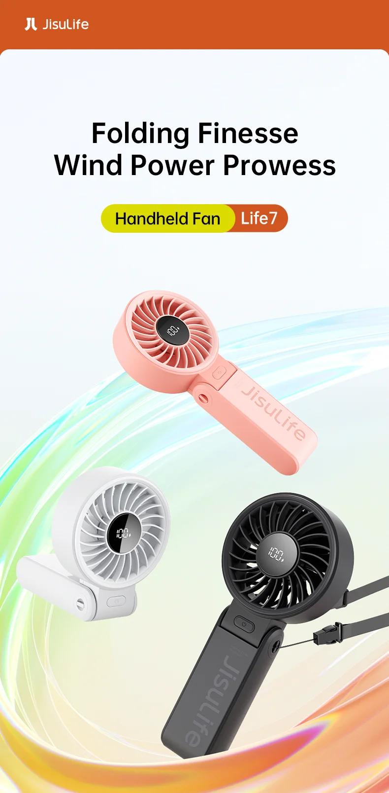 JISULIFE Ventilateur Portable, Mini Ventilateur Rechargeable par USB