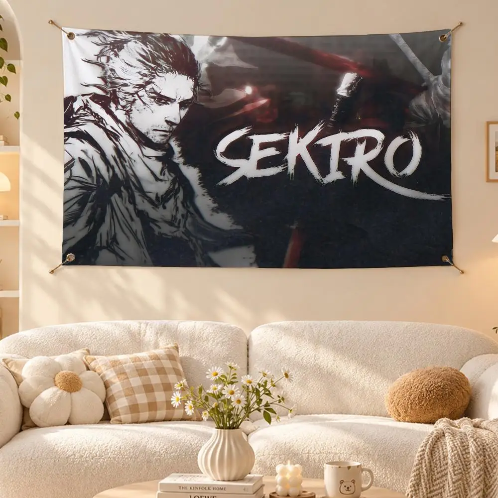 Pro Game Sekiro: Shadows Flags Wall Hanging Flag Banner Living Room Bedroom Home Decor HD Fabric Aesthetic