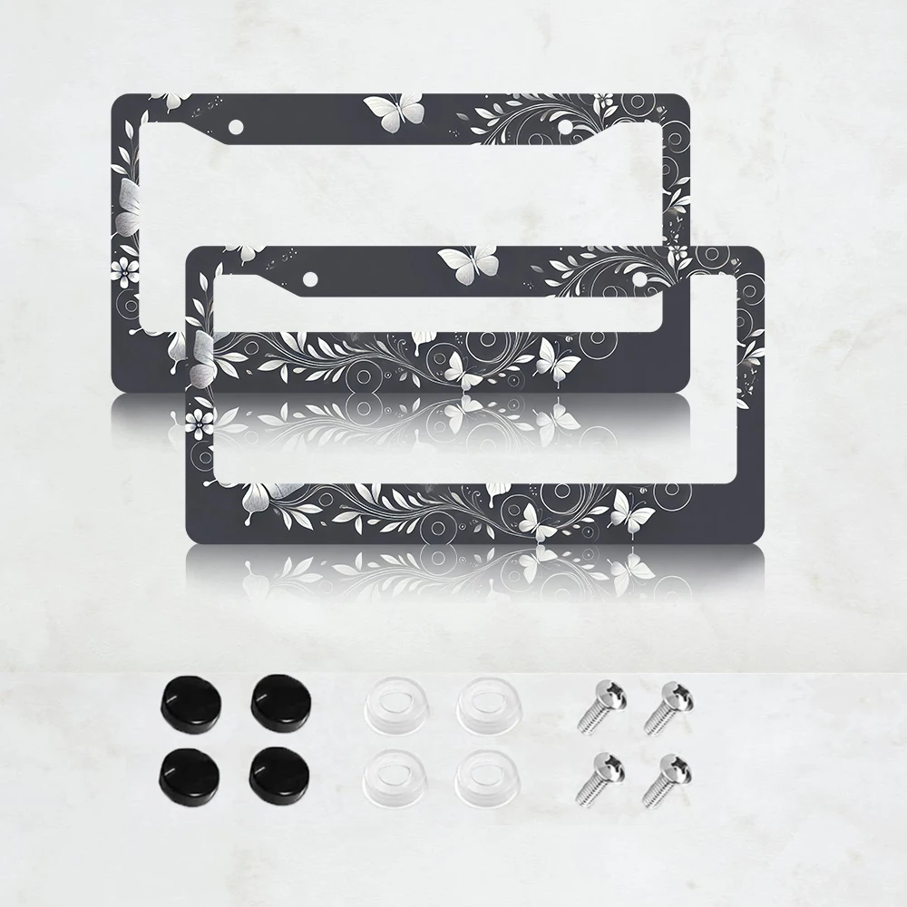 

2PC Butterfly Aluminum License Plate Frame - US Standard Size, Decorative Car License Plate Bracket, 2 Holes for Auto Decor