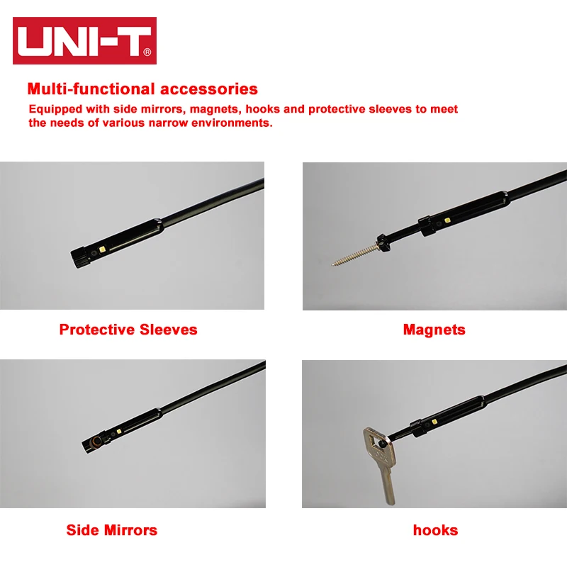 UNI-T Industrial Endoscope Dual Lens UT668 200W Pixel HD Camera Endoscope Photo Video Record Automotive Boroscope 1M 5M 10M Tube