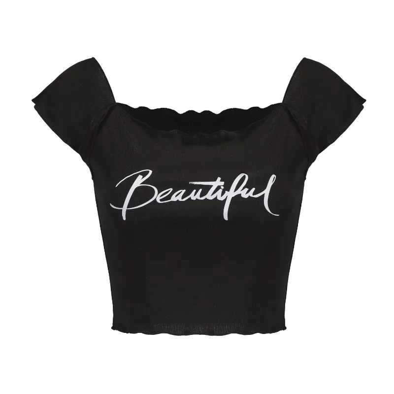 Dostosowany krótki T-shirt z krawędzią liścia lotosu Lyocell kostiumy do tańca brzucha strój do ćwiczeń Top joga Pilates kobiety