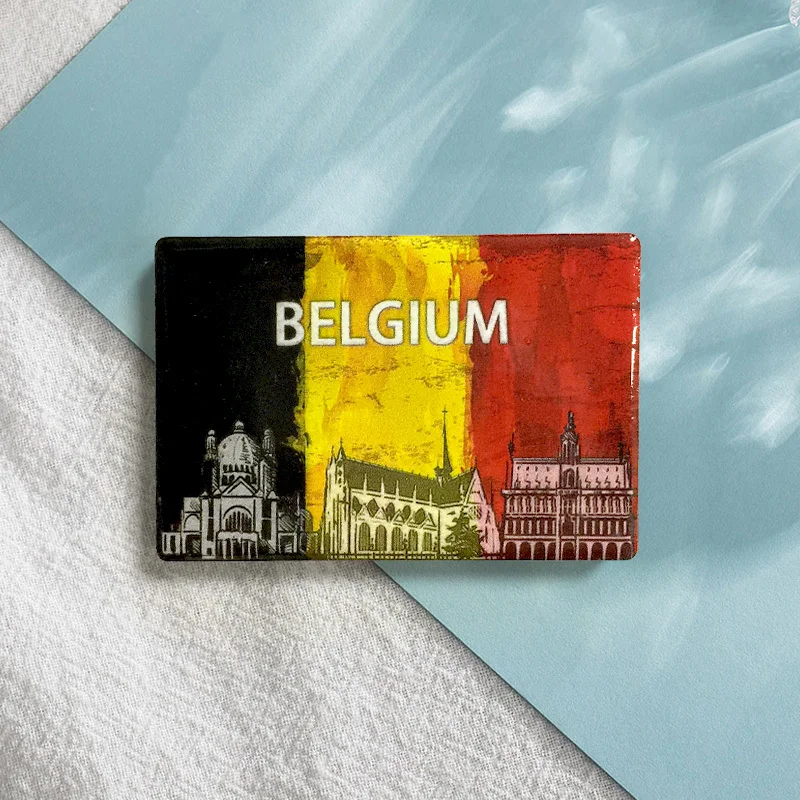 Cultural and Creative Belgium Flag Brussels Landmark Building Refrigerator Magnet High-end Exquisite Home Decoration