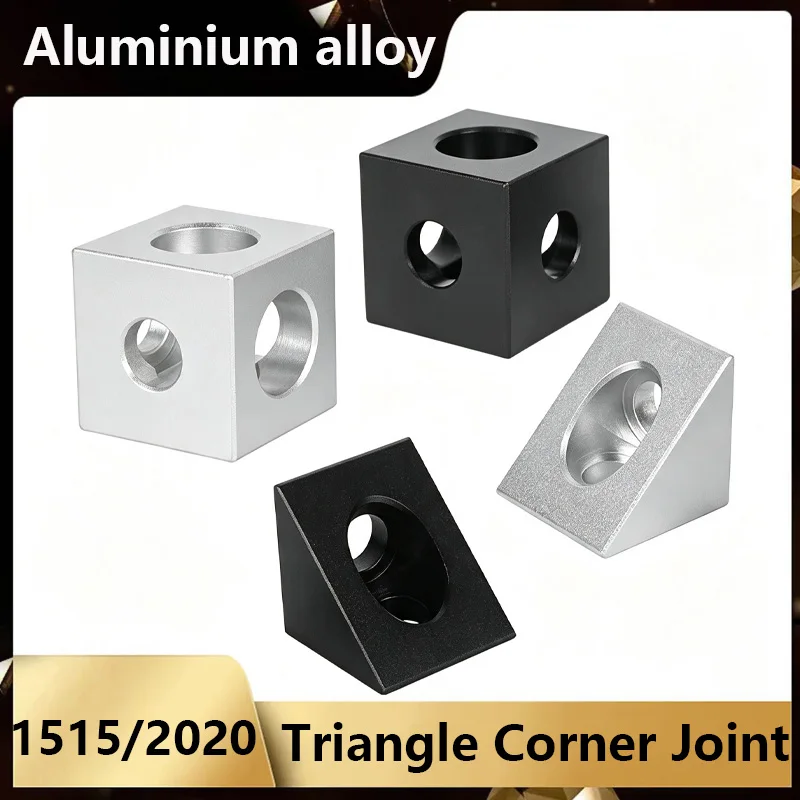 1515&2020 Series Aluminum Extrusion Triangle Corner Bracket, 3D Printer Aluminum Alloy Angle Connector Fastener with Square T