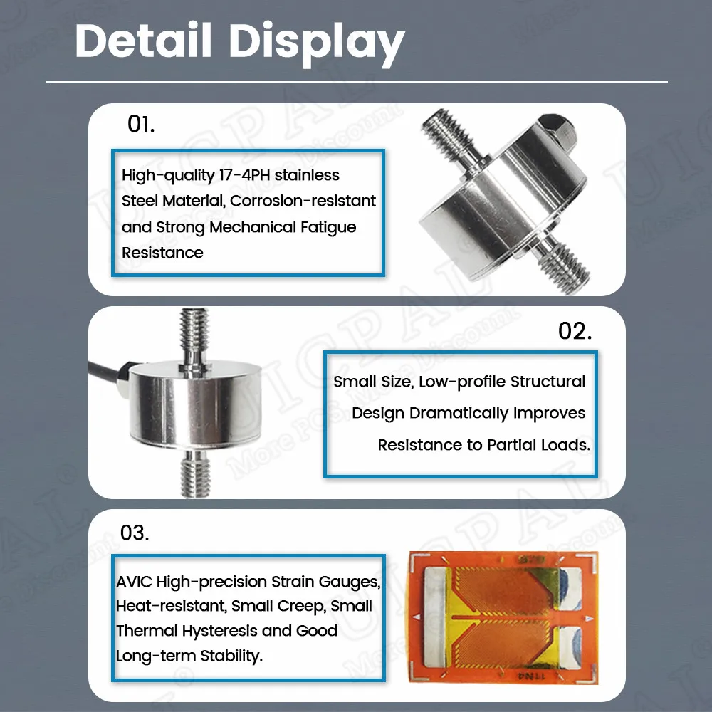 Miniature Pressure Tension Sensor Stainless Steels Automated Load Cell M5 M6 M8 0-5KG 0-50KG 0-500KG Tensile Force Transducer