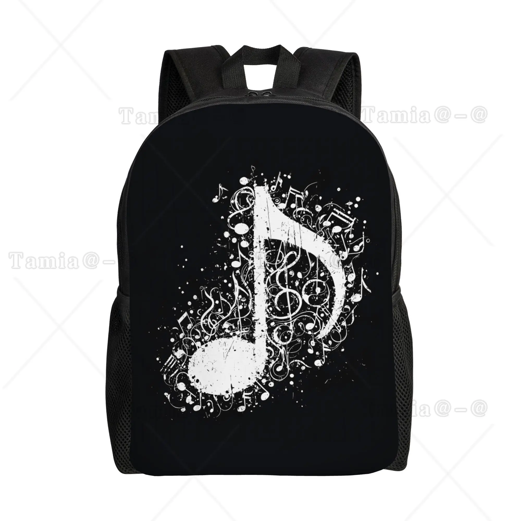 Black White Art Note Casual Bag Large Capacity Computer Laptop Bag Book Bag For Work Travel Office College