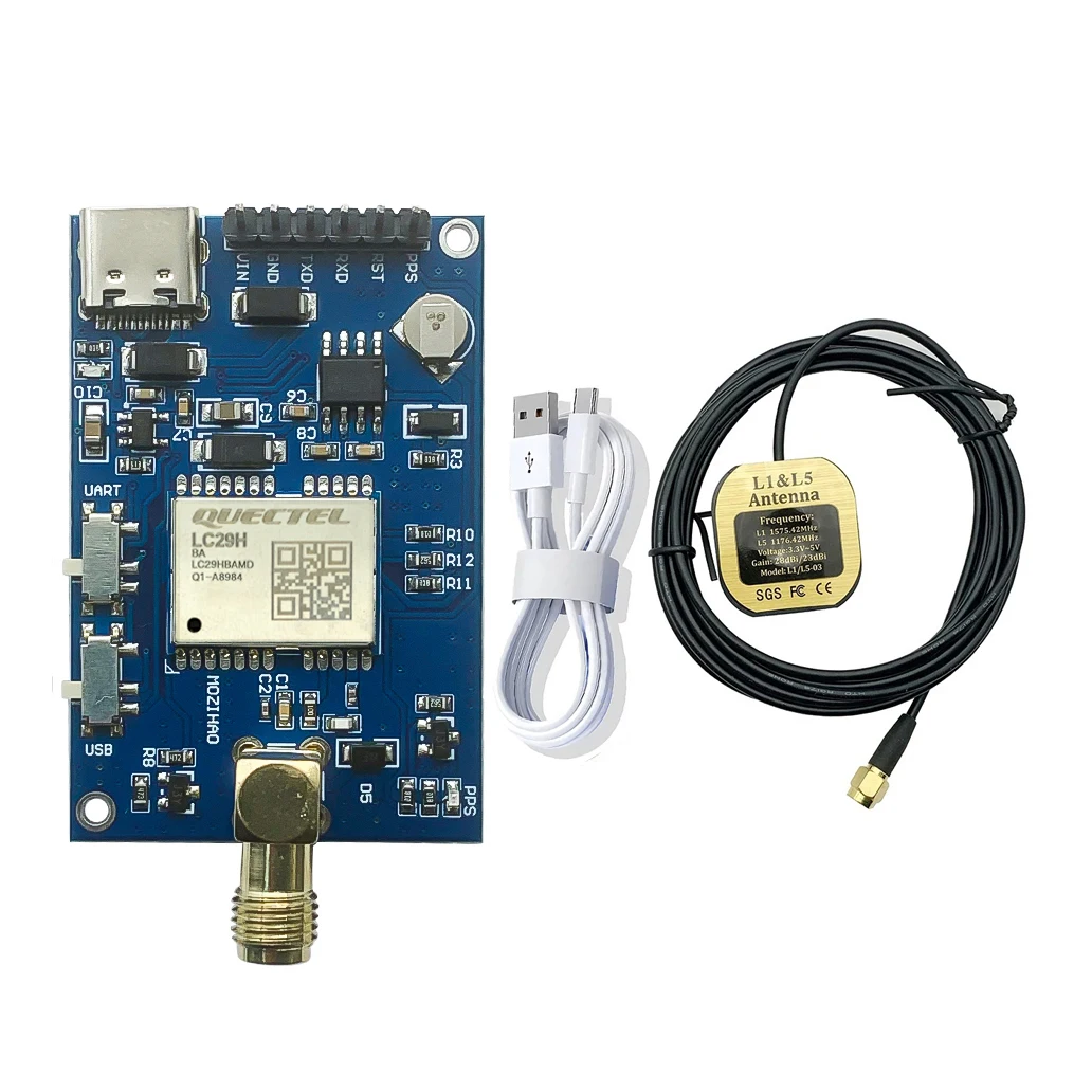 

GPS BD Glonass Galileo QZSS DR RTK Module Development Board Bulit-in Quectel LC29BAMD L1 L5 Dual Band Antenna GNSS IMU Raw Data