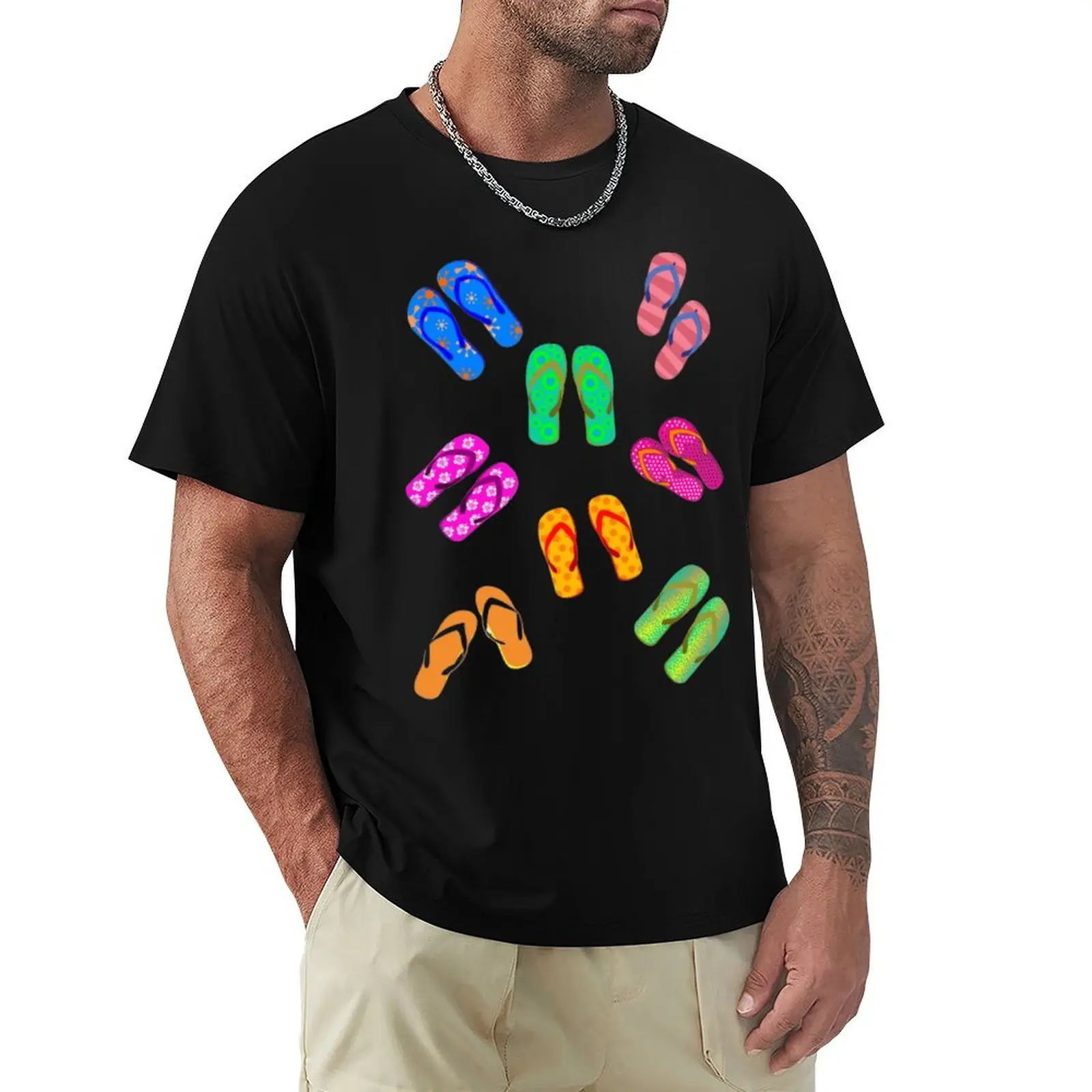 Colorful Flip Flop Set T-Shirt t shirts for man pack white T-Shirt