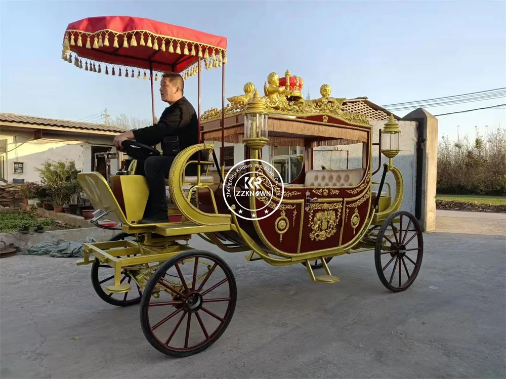 Custom Made Classic European Elegant Customizable Royal Carriage Horse Drawn Traditional Royal Carriage For Wedding Display