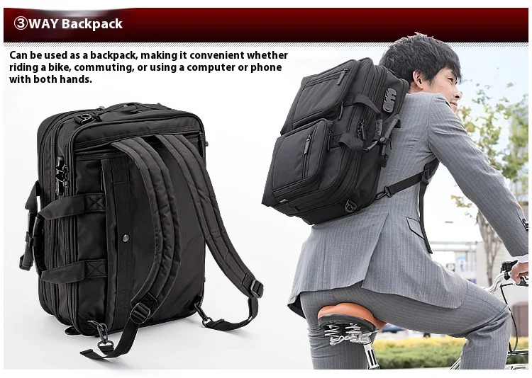 Large Capacitor Bag with Password 3WAY Handheld Double Shoulder Bapa Waterproof Business Nylon Notebook Bag