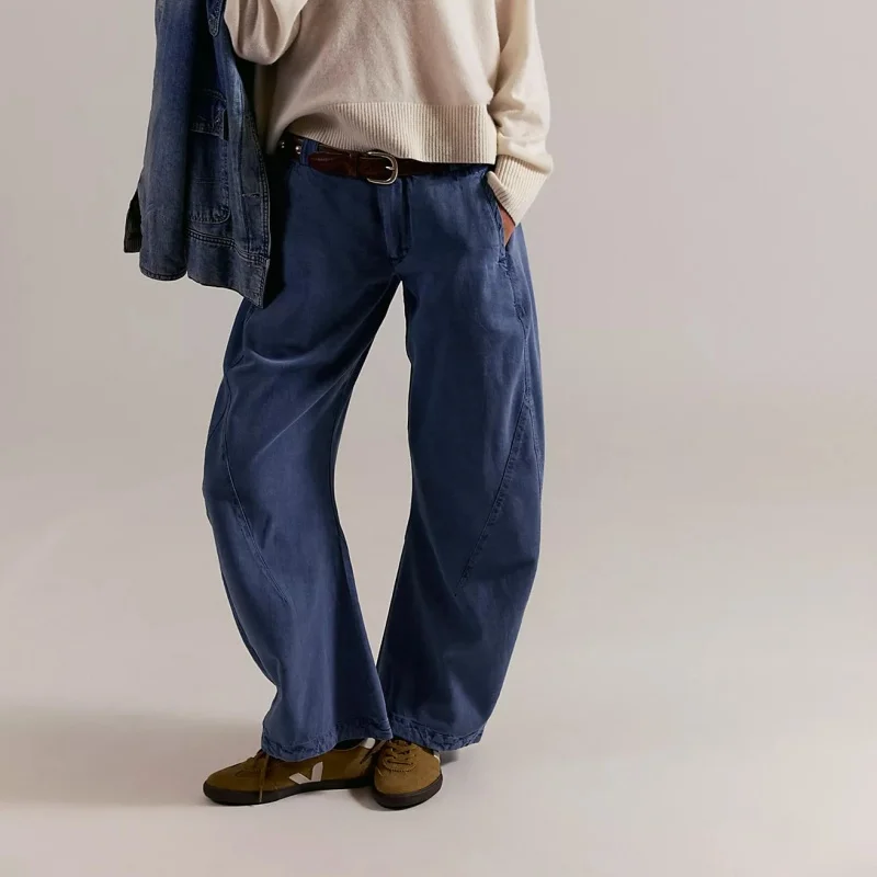 Vrouwen Y2k Baggy Mid Taille Jeans Wijde Pijpen Losse Boyfriend Denim Broek Rechte Pijpen Cropped Barrel Jeans Casual Kleding