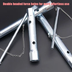 Tubular Box Spanner Extra Long Fitting Wrench Hexagonal Hollow Box Wrench for Shower Valve Socket，Silvery