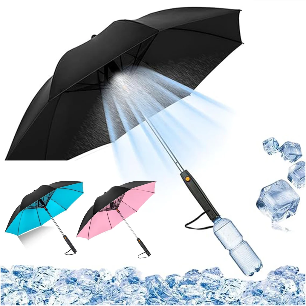 

Summer Fan Sun Umbrella Portable Fan Cooling Umbrella Summer Cooler With Fan And Mister outdoor Spray Fan Umbrella