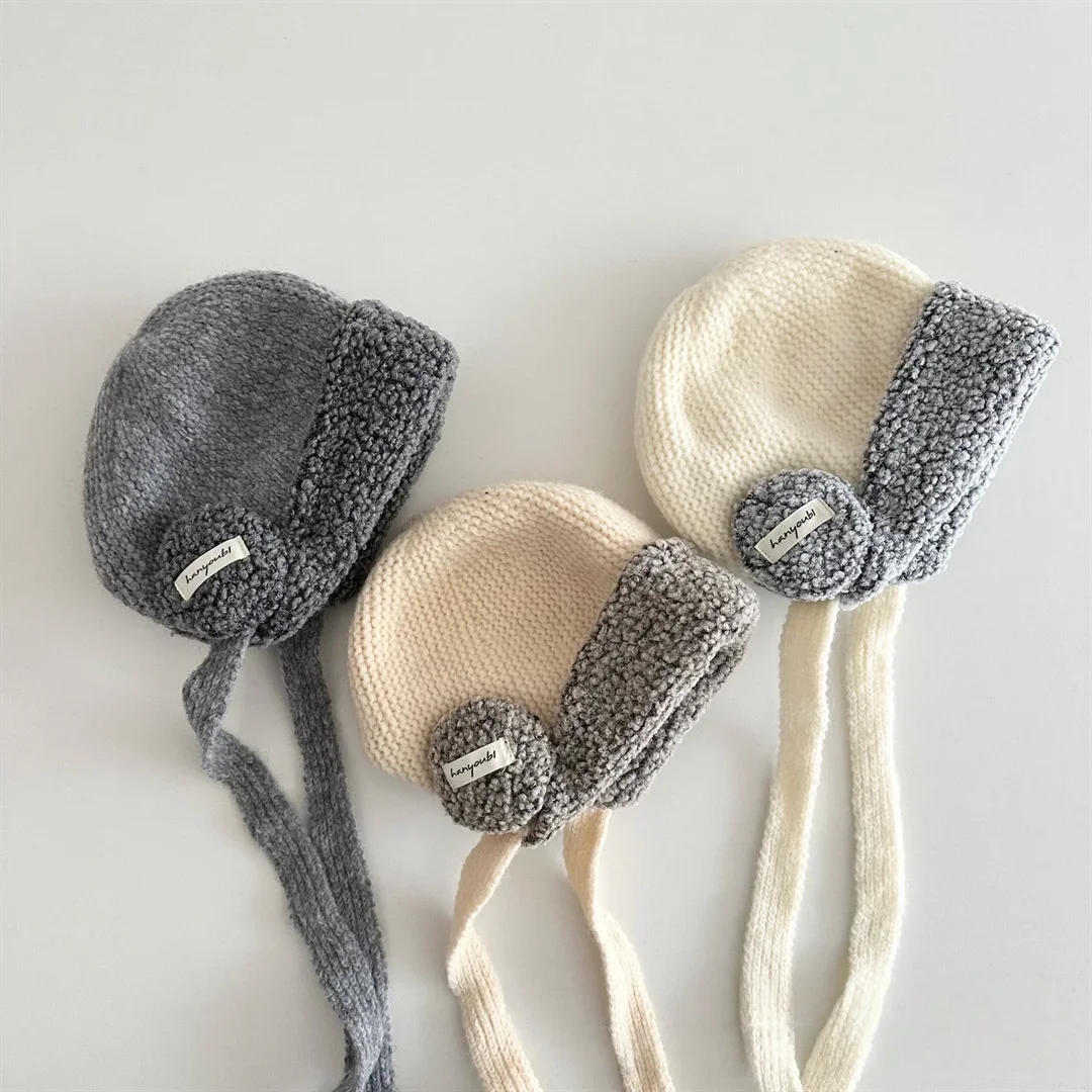 

Winter Adorable Boys Outdoor Headwear 2025 Newborn Baby Thickened Warm Earflap Caps Plush Headphone Design Beanie Child Girl Hat