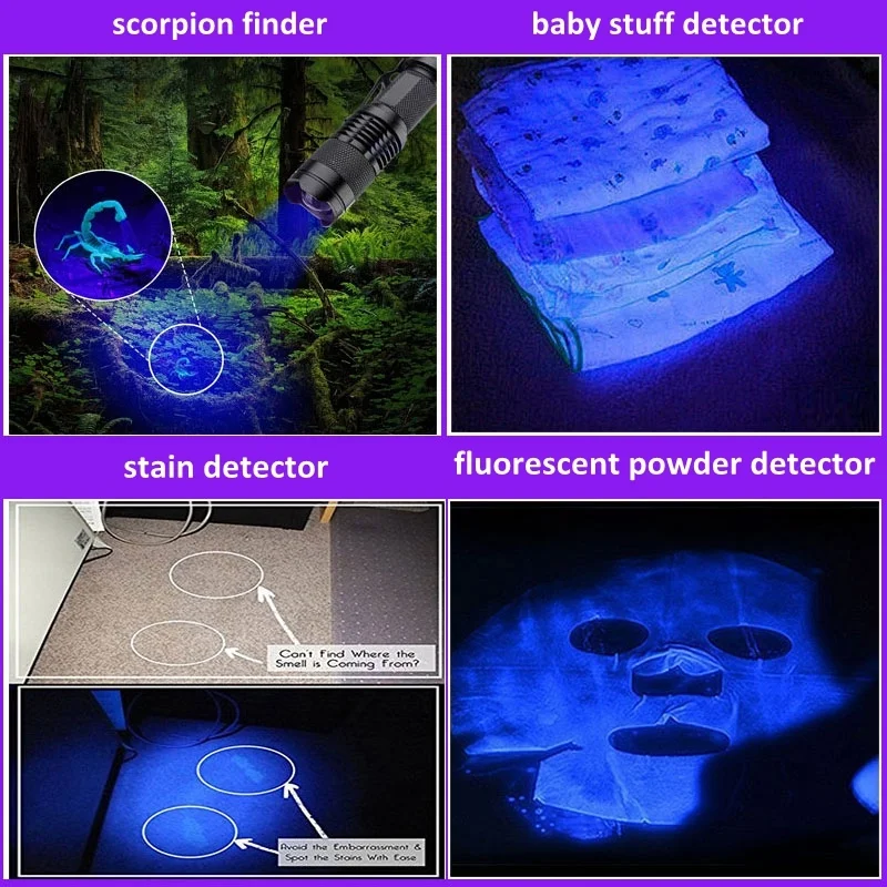 Portable UV Flashlight 100LED 51LED 12LED Ultraviolet Torch 395nm Black Light Outdoor Waterproof Dryer Curing Lamp Medical Light