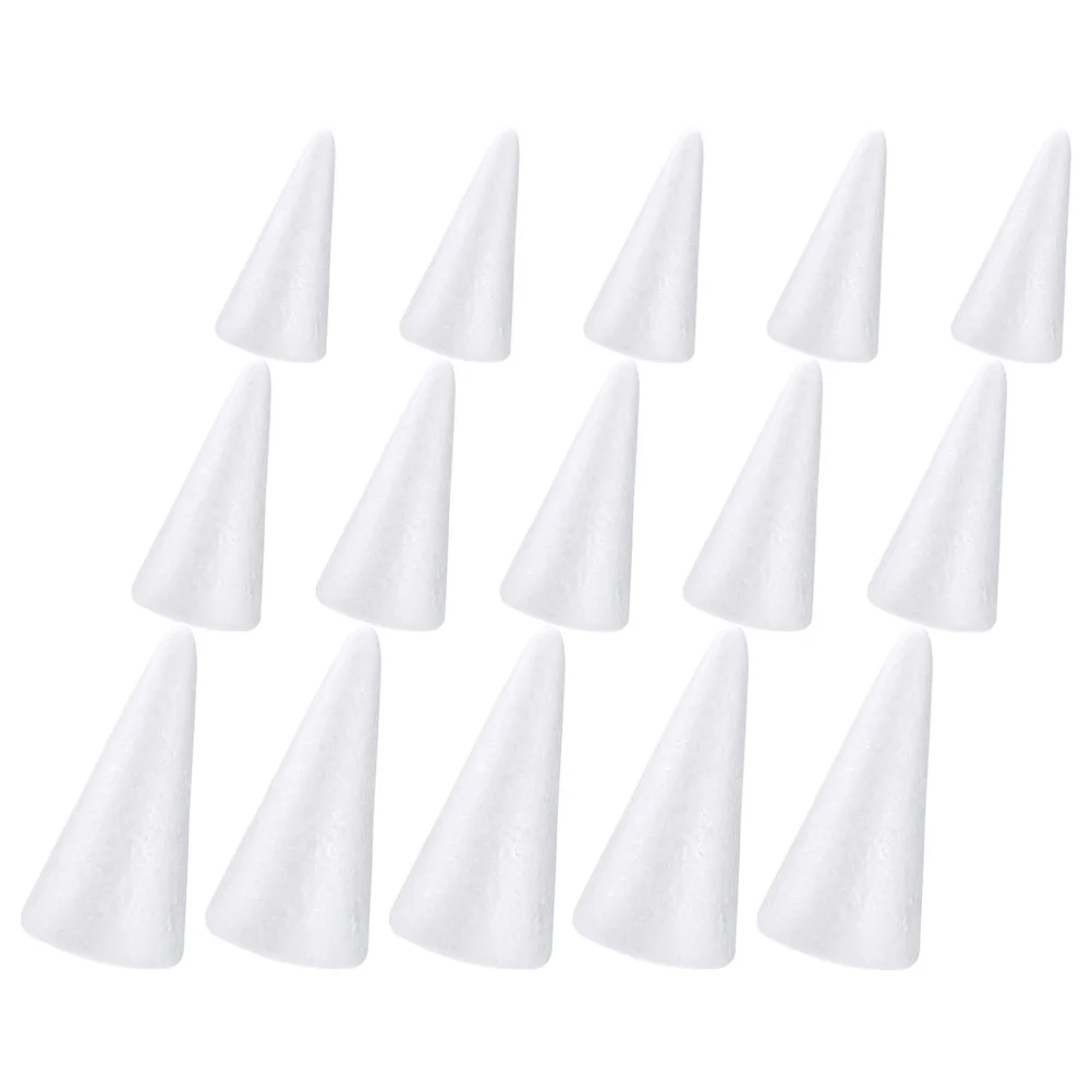 15 Pcs Polystyrene Solid Cones Decorative Foams Christmas Decorations Craft White